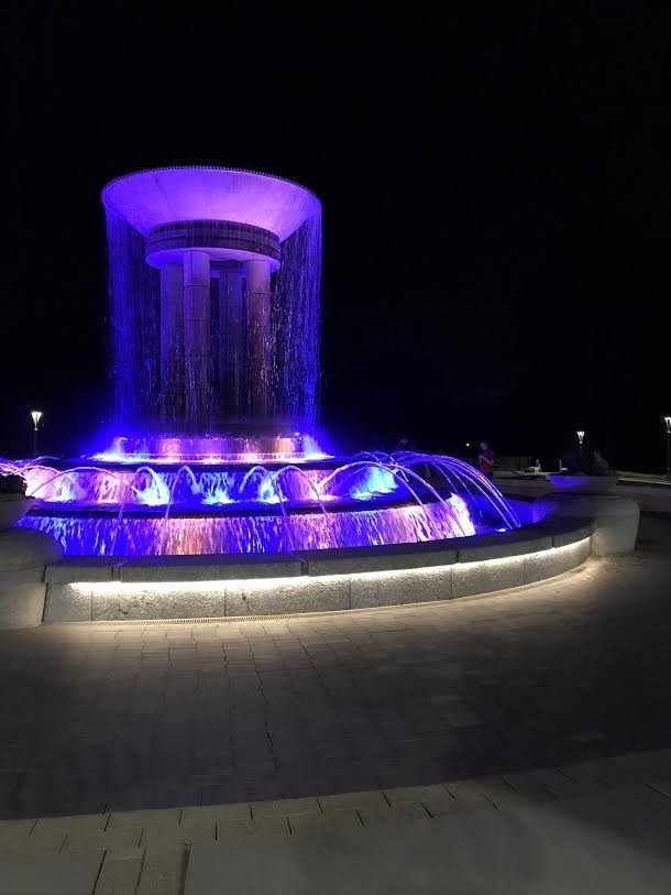 Downtown Cary NC Fountain- evening